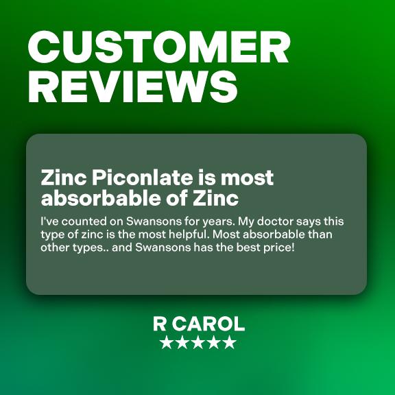 Swanson Zinc Picolinate 22 mg Body Preferred Form 60 Vegan Capsules for Immune Health & Collagen Production US Healthcare Supplement