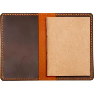 Leather Journal Cover for Moleskine Cahier Notebook Pocket size 3.5" x 5.5" Refillable Pocket Cover (Brown)