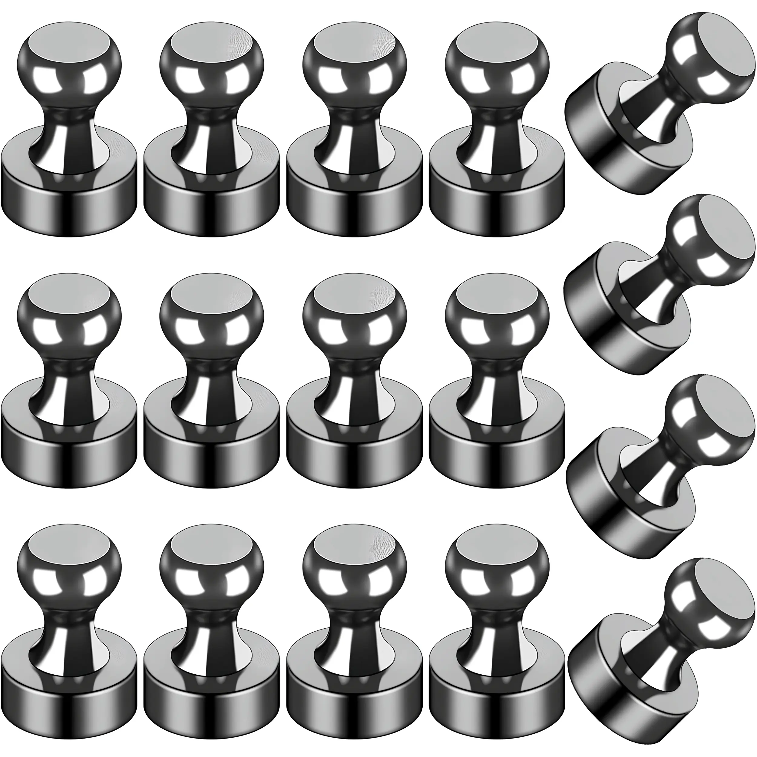 16 Pack Strong Refrigerator Magnets Small Magnetic Push Pins for Fridge, Whiteboard, Locker & Office, Kitchen Magnets for Photos, Notes, Reminders, Lists & Documents, Compact Durable Magnetic Accessories for Home