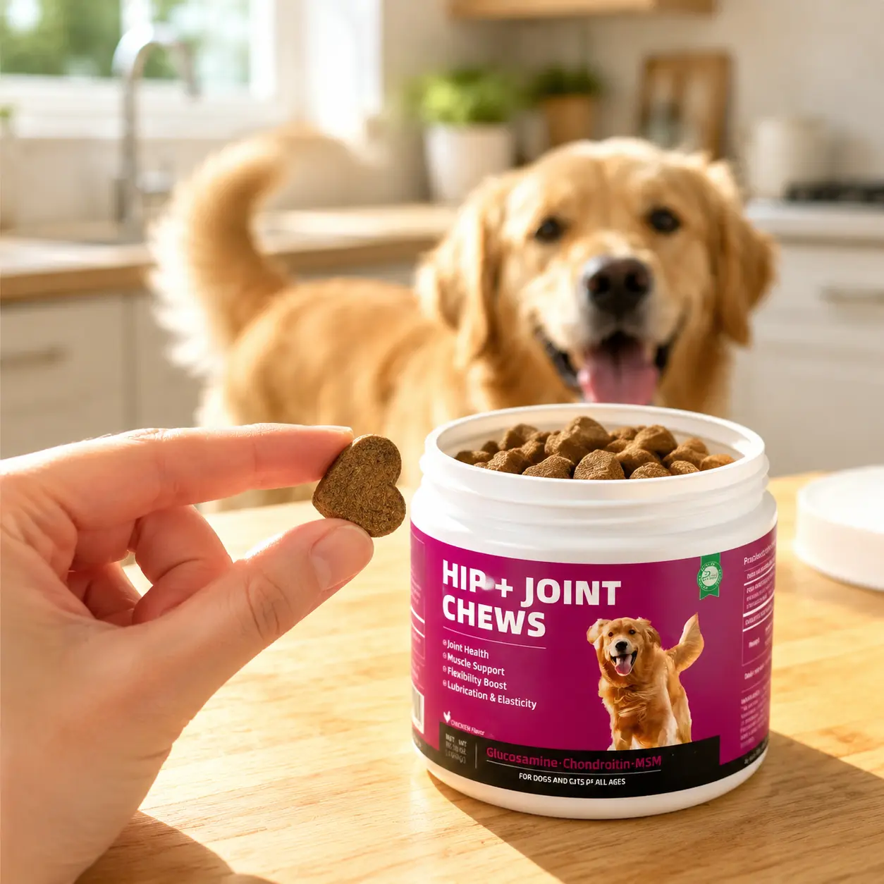 PET Yuan Pet-Themed Soft Chew Joint Tablets for Cats & Dogs, MSM & Hyaluronic Acid Supplement with Joint Support, Improved Mobility & Gut Health, Suitable for All Life Stages, 120 Tablets