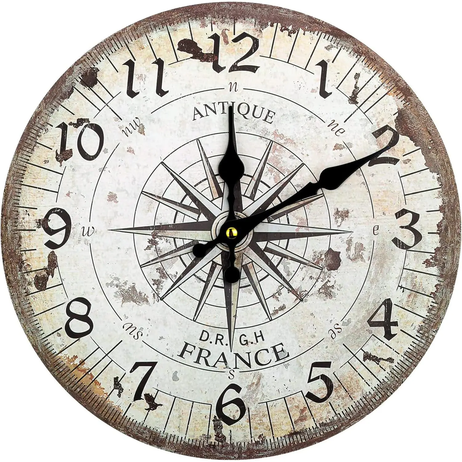 Bdor Nautical Wall Clock - 12 inch Silent Non-Ticng Wooden Quartz Battery Operated Vintage Wall Clocks, Steampunk Decor, Country Rustic Style Decor for Living Room, tchen, Home, Bedroom