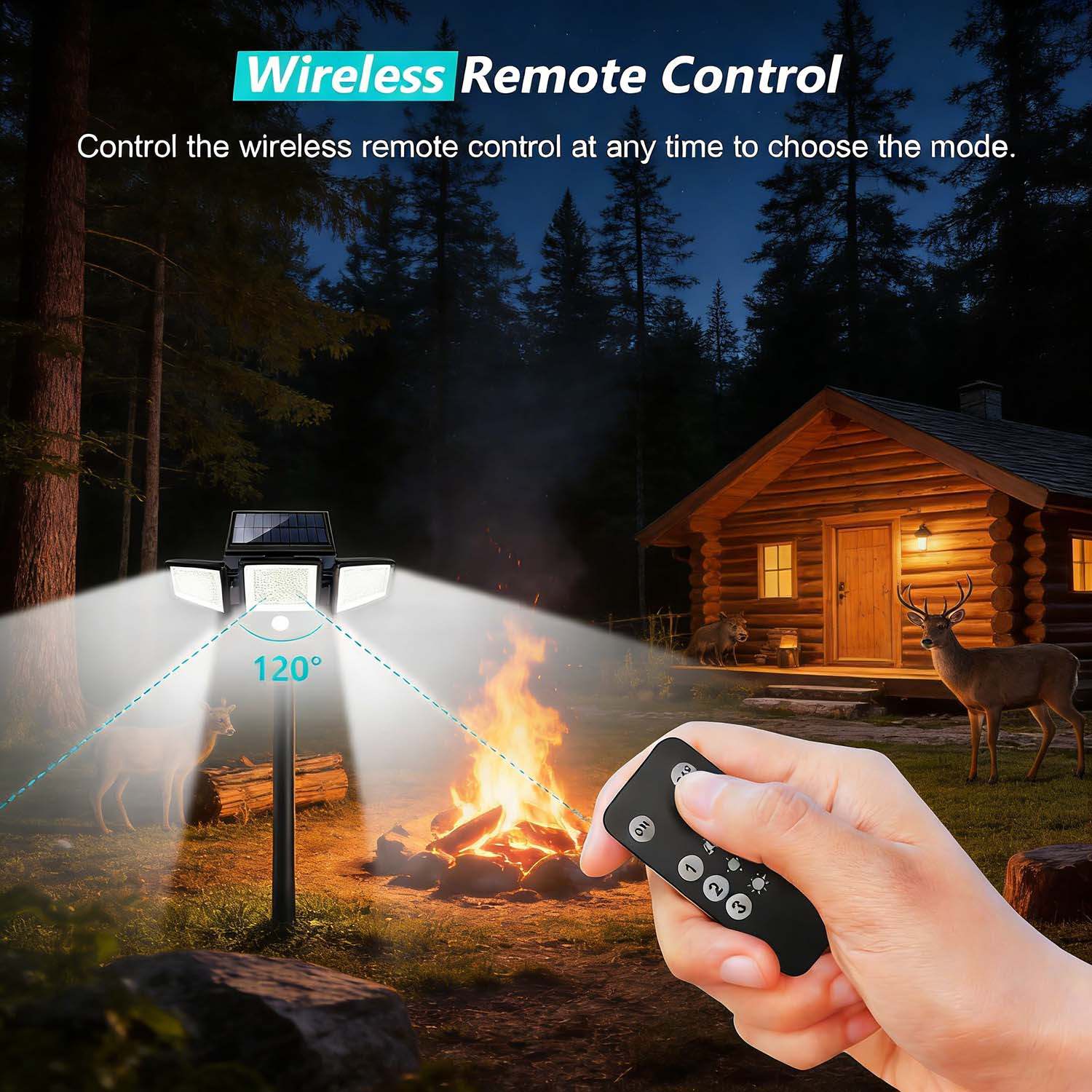 Solar Outdoor Security Lights 2500LM 210LED with Remote Control, 3-Heads Motion Sensor Flood Lights, 270° Wide Angle Lighting, IP65 Waterproof, 3 Lighting Modes Wall Lights for Yard Garage Patio Pathway