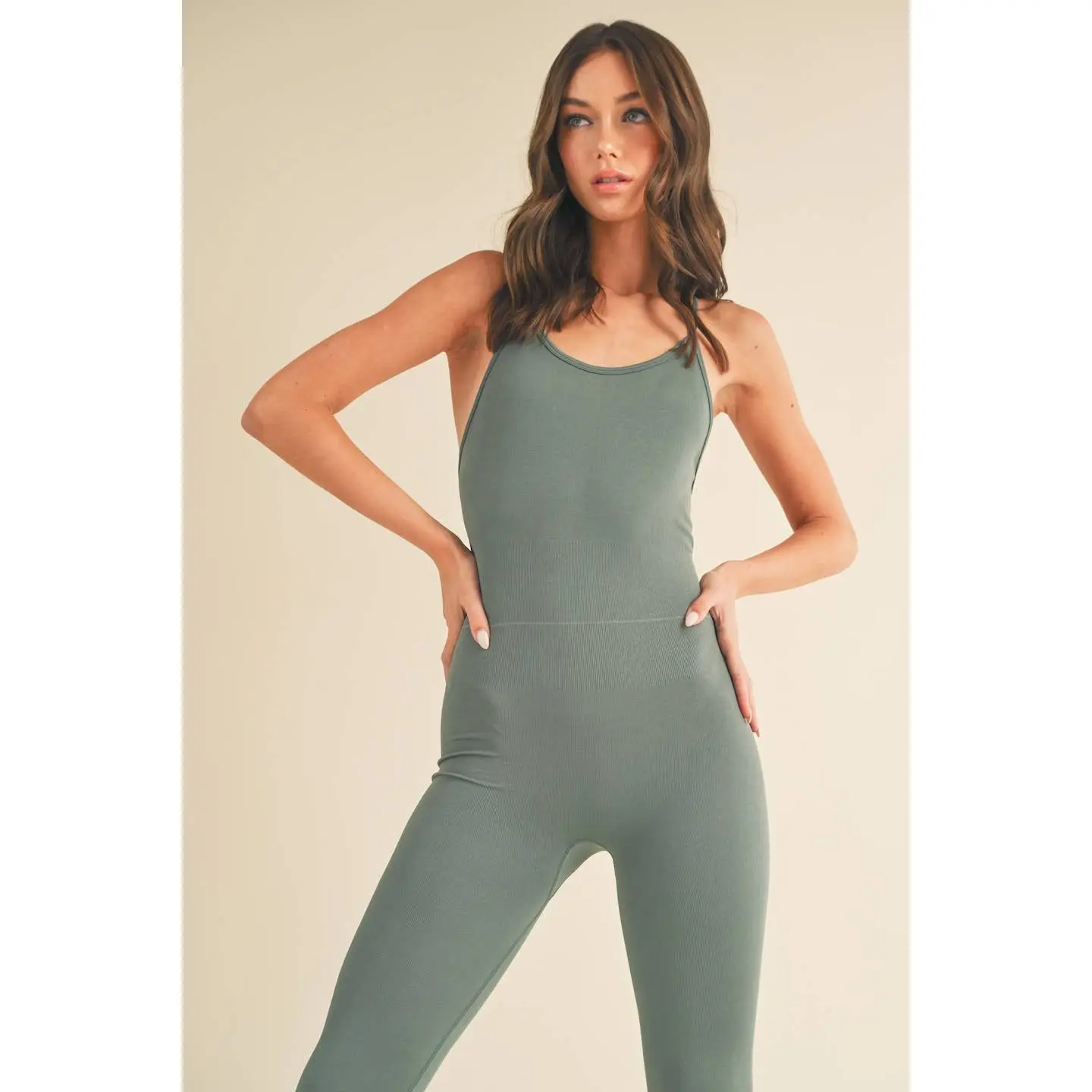 Sage Seamless Strappy Back Essential Jumpsuit