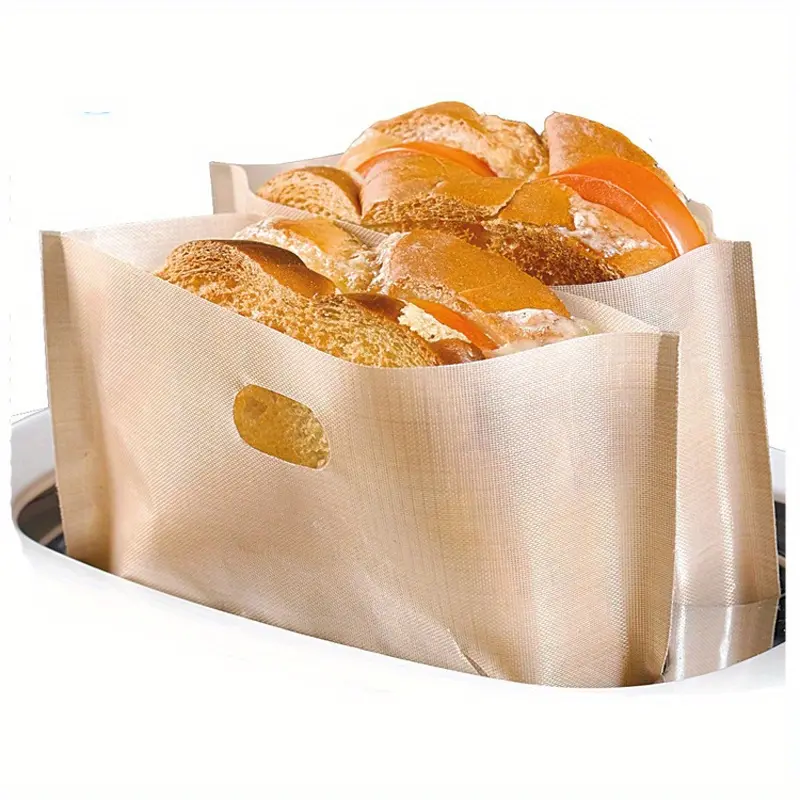 10pcs/set Non Stick Reusable Heat-Resistant Toaster Bags, Bread Buns Sandwich Fries Heating Bags, Cooking Tools Gadgets, Kitchen Accessories