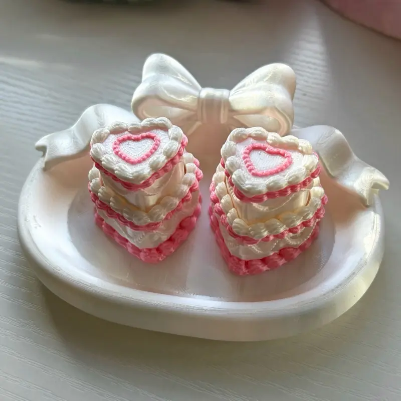 3D Printed Heart Cake Fidget Clicker | Clicky & Quiet