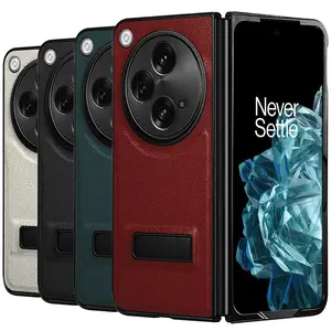 Doemoil Slim Phone Case for Oneplus Open Oppo Find N3 Case with Kickstand. Oneplus Open Luxury Leather Back Case with Hinge Protection Hard PC Bumper Case for Oneplus Open 2023