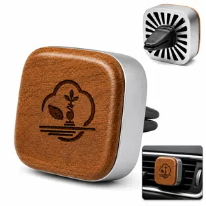 Wood Grain Car Air Freshener Vent Clip, Magnetic Alloy Car Diffuser with 6 Scent Pads, Refillable Car Fragrance Clip for Auto Interior, Dark & Light Wood Color