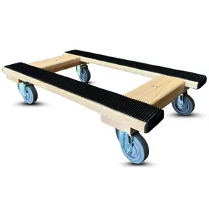 Made in USA Solid Oak H-Frame Furniture Dolly by CasterHQ - 18x30, Non-Slip Grip, 3.5" Thermo Rubber Wheels, 900 lbs Capacity - Professional Movers' Grade
