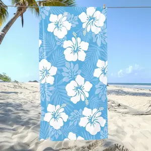 Soft Hawaiian Style Hibiscus Print Microfiber Beach Towel, Home Decor, Suitable for Beach, Pool, Camping, Travel, Bath, Gym, Yoga