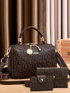 Women's Fashionable Solid Color Handbag & Crossbody Bag & Wallet, Casual Versatile Bag Set for Work & Daily Use, Trendy All-match Bag Set for Women