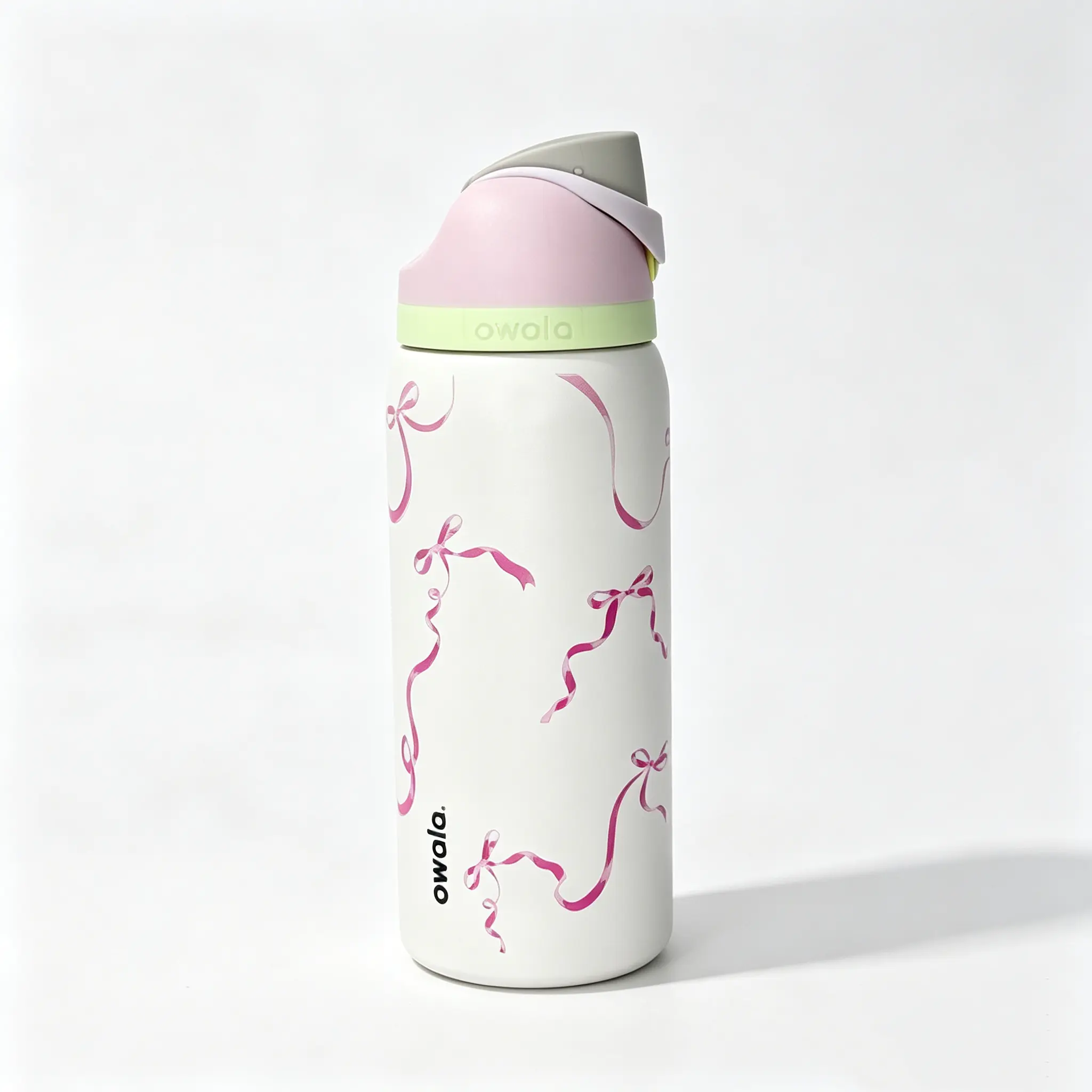 Owala 32oz Cream Dainty Tiny Pink Rose Bud Insulated Water Bottle with Flip Sip Lock Lid, Cute Mini Floral Style Stainless Steel Travel Cup, Leakproof BPA-Free Girly Hydration Bottle for School & Gym Drinkware Flasks Bottled Tumbler Mug  Portable
