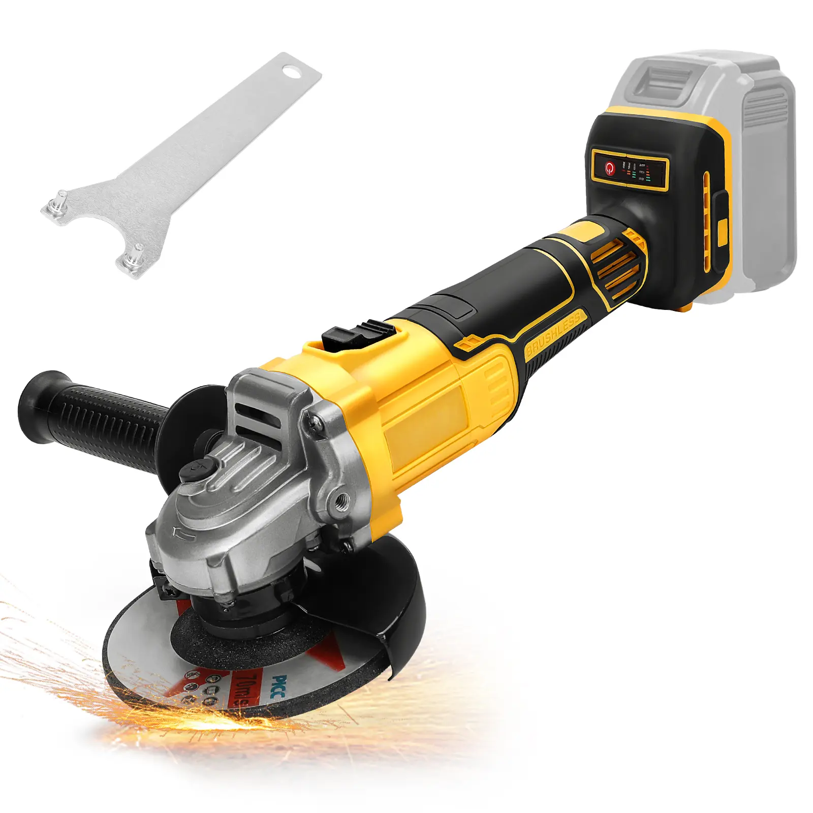 QUEP Angle Grinder 4-1/2" Brushless for Dewalt 20V Battery(Tool Only), 6 Variable Speed Power Grinder, Cordless Angle Grinder Power Tools For Cutting Grinding Polishing, Portable