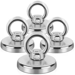 Lift Fishing Magnets, 150 lbs Pulling Force, Large Rare Earth Neodymium Salvage Magnets for Removing, Retrieving - D1.65 inch, 4 Pack