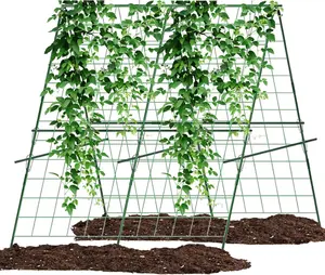 Cucumber Trellis,A-Shape Garden Trellis for Raised Beds with Climbing Net,Plant Support for Climbing Plants Outdoor,47x47inch Metal Vegetables Trellis