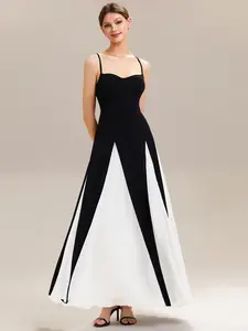 Ever-Pretty 2026  dress Elegant Black & White Formal Maxi Dress - Spaghetti Strap, Contrast Design for Wedding & Evening,black tie formal dress, 02648