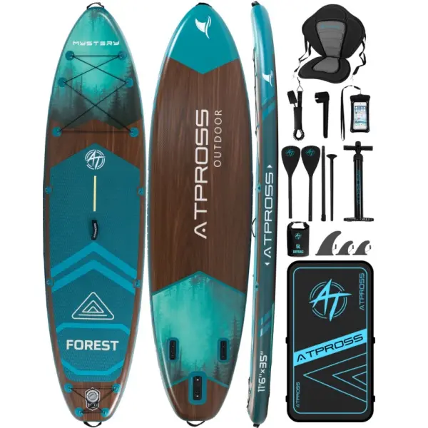 [DealsForYouDays] 11'6"×35" Inflatable Stand Up Paddle Board, 450LBS Capacity, Premium SUP with Kayak Seat for Paddling, Fishing, Yoga & Kayak, Wide Non-Slip Deck, Double-Ended Paddle, Two-Way Pump & Full Accessories