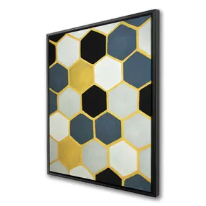 Begin Home Decor C1FC3648APDXYN 36 x 48 in. Blue Cells Patterns Bathroom Framed Canvas - Home Decor Art