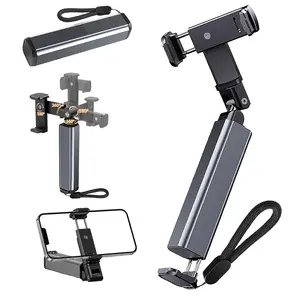 Portable Aluminum Alloy Phone Holder, Mobile Phone Lazy Stand Folding 360-Degree Rotating Desktop Stand for Airplane