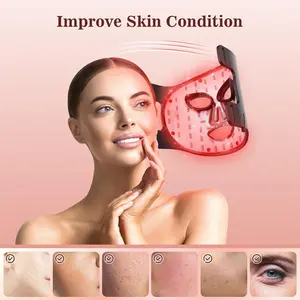 Red Light LED 7-in-1 Facial Mask Soft Silicone USB Charging Portable Design Comfortable Women Skin Care Tool for All Skin Types Gentle Application 1Pc