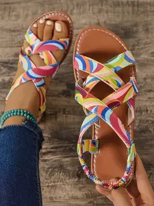 Women's Fashion Colorful Flat Sandals, Comfortable Daily Wear Shoes, Perfect for Casual Occasions, Trendy Ladies' Shoe Series