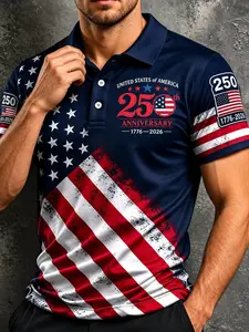 Men's Casual Striped Short Sleeve Polo Shirt, Ideal for Commuting, Spring/summer Daily Wear, Slim-Fitting, All Seasons