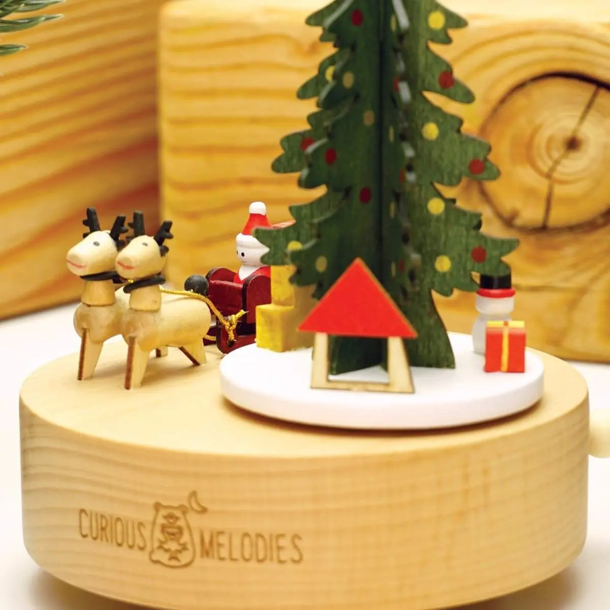 Spinning Christmas Tree with Santa Sleigh (Tune: We Wish You a Merry Christmas)