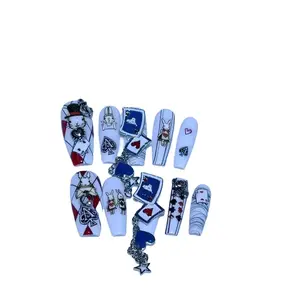 E47 Cute and Sweet Cool Long Ballerina Shape, Cartoon Character, Poker, Pendant, Chain, Handmade Wearing Armor, Nail Arts.feminine touch Acrylic Overlays