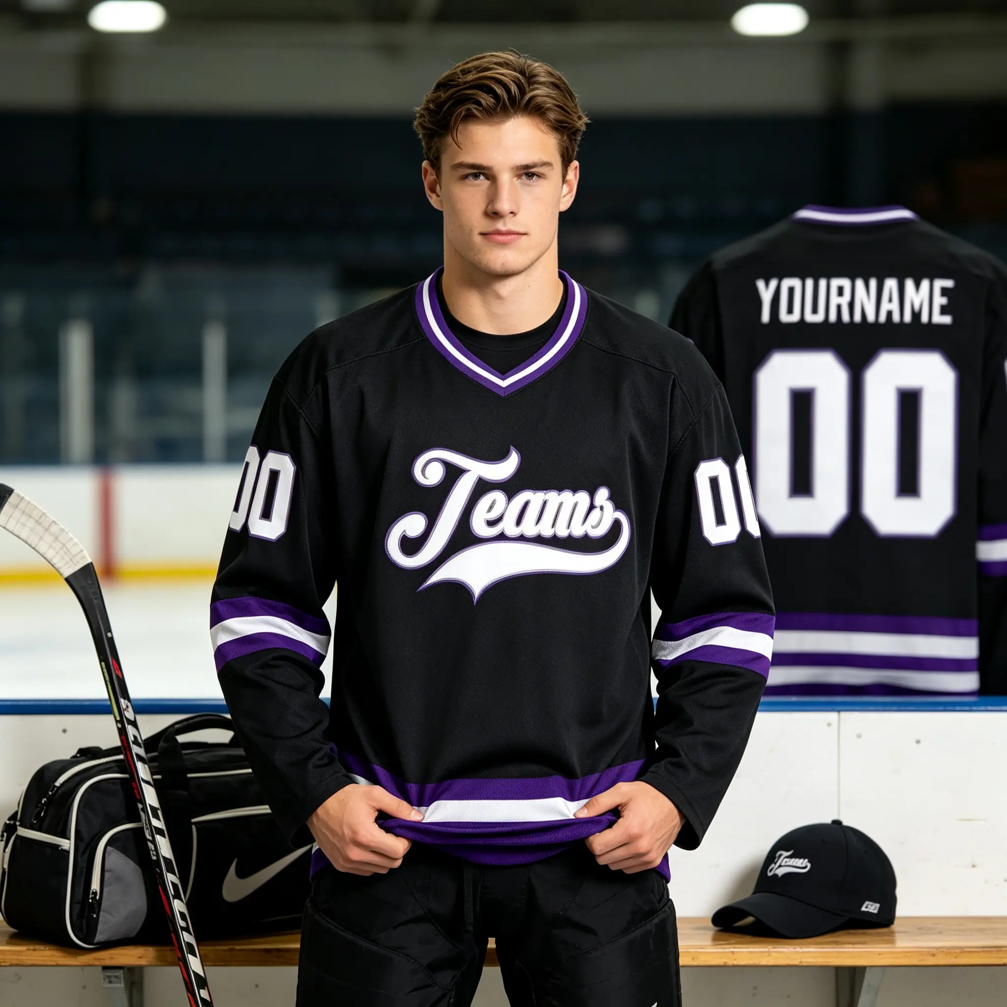 Custom Hockey Jersey  Men's Long Sleeve Ice Hockey Jersey Custom Embroidery Letters Quick Dry Sports Hockey Shirt