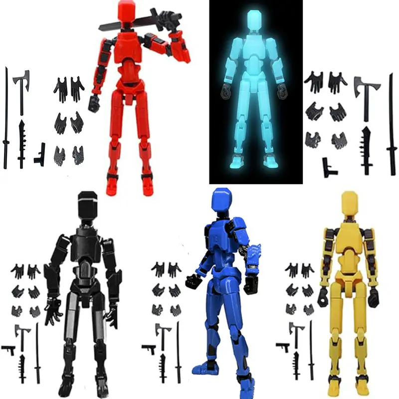 Dummy 13 Action Figure 5 Pack Fully Articulated Jointed Robot Model Toys Cool Desktop Ornaments Novelty Tech Gadget Birthday Gifts for Teens Boys
