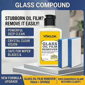 YOKLOK Glass Oil Film Remover – Heavy-Duty, Streak-Free, Quick-Dry Spray – Perfect for Cars, Windows, Mirrors, Home Use – Removes Grease, Fingerprints & Residue – 150ml Premium Cleaning Solution Car Windshield Cleaner Car Detailing Kit