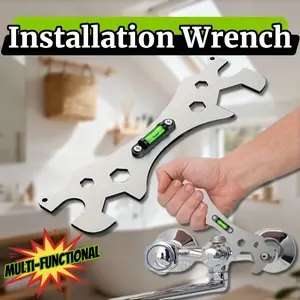 Stainless Steel Shower Installation Wrench, Multi-Functional Hexagonal Level with Curved Foot Ruler,Rust-Proof Plumber's Tool for Home Bathroom,Bathroom Installation Tool,Ergonomic Tool Design,Durable Construction,Cycling,Outdoor,Plumbing and Repair