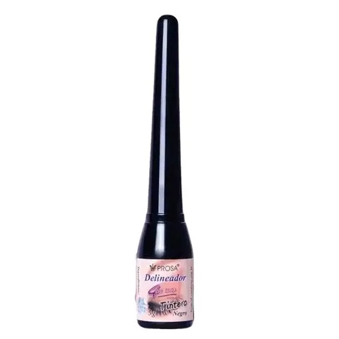 PROSA 4-in-1 Tintero Liquid Eyeliner Matte Finish Intensely Black Waterproof Smudge-Proof Felt-Tip Brush for Precision Application (BLACK TOP EYELINER/ DELINEADOR)
