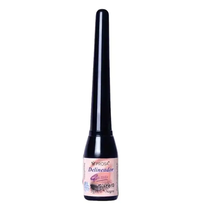 PROSA 4-in-1 Tintero Liquid Eyeliner Matte Finish Intensely Black Waterproof Smudge-Proof Felt-Tip Brush for Precision Application (BLACK TOP EYELINER/ DELINEADOR)