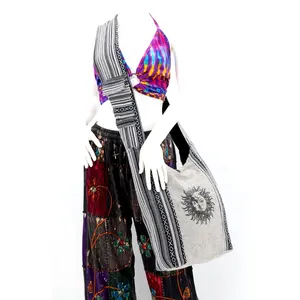 Cotton Sun & Moon Print Handmade Crossbody Bag vintage boho