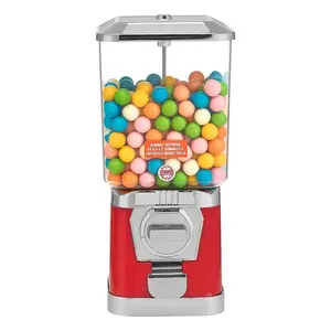 VEVOR Gumball Machine for Kids, 17H Home Candy Vending Machine, PC Gumball Dispenser, Bubble Gum Machine for Game Stores, Coin Operated Gumball Bank for Toy Capsules Bouncy Balls Candy, Red