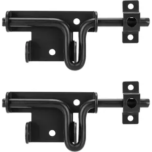 Slide Bolt Gate Latch Heavy Duty Gate Locks for Outdoor Fence, Door Latch with Padlock Hole for Shed Door, Wooden Fence, Yard Door, Outdoor Latch, Black 2 Pack