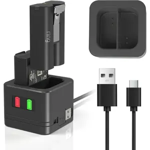 Charger Station for Ring Battery, Charger Dock for Replacement Battery Compatible with Ring Doorbell Camera 2/3/3 Plus/4, Peephole Cam, Spotlight Camera (Batteries NOT Included) (Black)
