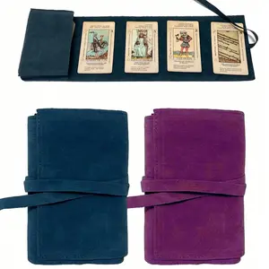 Velvet Tarot Card Storage Bag Set of 2, Dual Color Blue, Drawstring Closure, Soft Fabric Cover, Portable Card Pouch