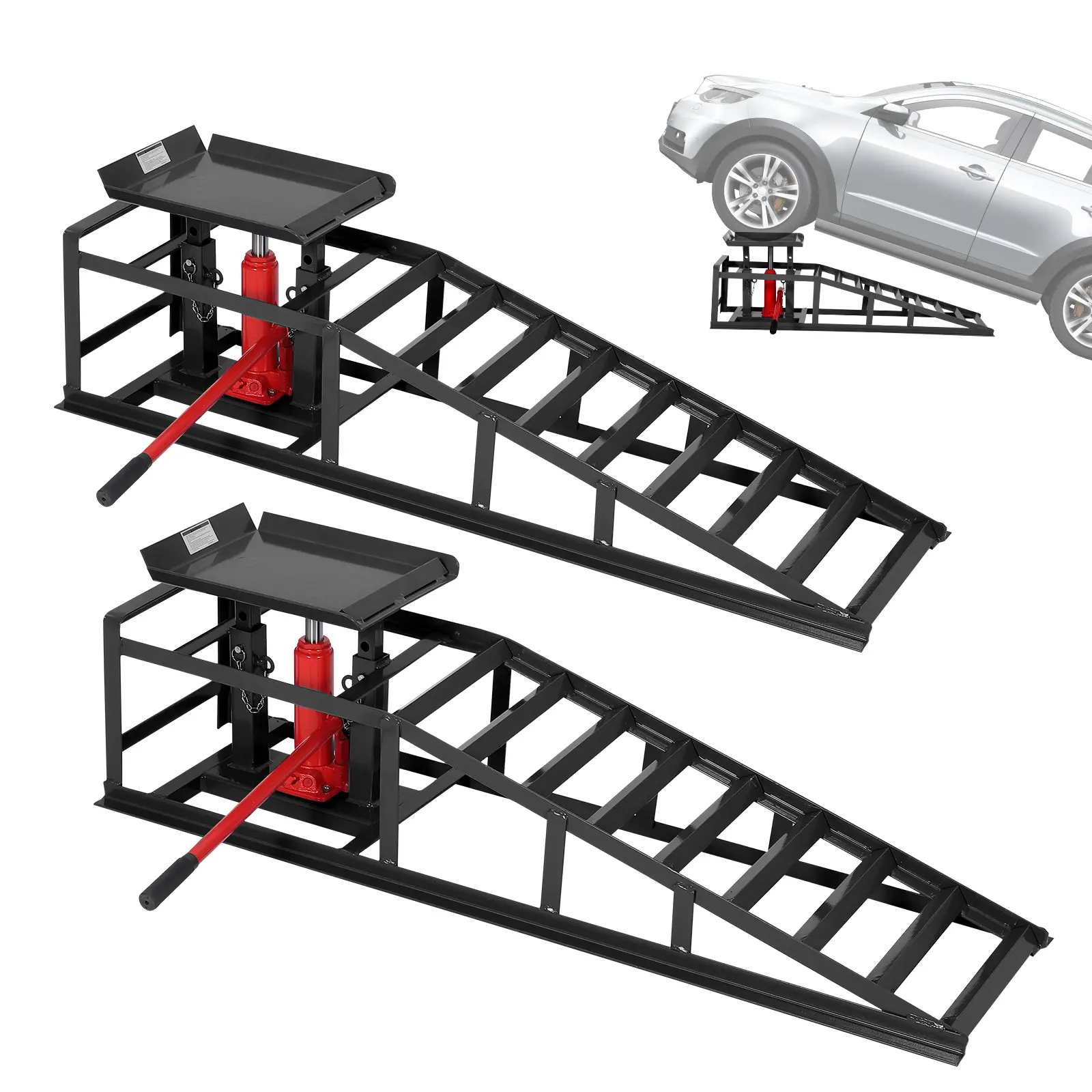 [Football Fan SeasonDeal] 2 Pack Hydraulic Car Ramps - No Installation Required, 5T / 11000LBS Max Load Low Pro-File Car Lift Service Ramps, Heavy Duty Steel Hydraulic Vehicle Ramps for Car Truck Trailer Garage Repair, Ideal Birthday Gifts Father's Day