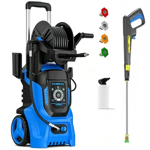 4500 PSI Electric Pressure Washer | 2.2GPM Power Washer with 20ft Extension Hose Reel, Adj-15-Level Touch Screen, 4 Quick Connect Nozzles And Foam Cannon for car wash, home, driveway, garden, yard, RV, boat, motorcycle Cleaning