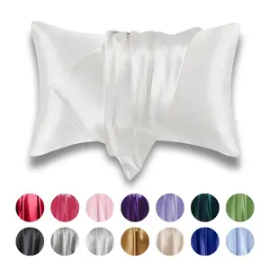 Luxury Soft Silk Pillowcases, Breathable Skin-Friendly Cool Feeling, Pure Color Envelope Closure, Bedding