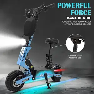 Blue GT08  5600W Dual Motor Electric Scooter for Adults, Up to 50MPH & 40 Miles Range, 60V 27AH Battery, Dual Brake System and Shock Absorption, 11" Vacuum Off-Road Tires, Sports Folding E-Scooter with Detachable Seat