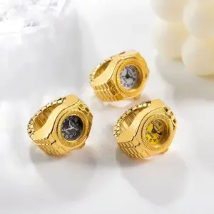Vintage Tiny Gold Plated Watch Ring Fashion Accessories for Men and Women, Best choice for gifts