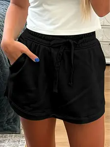 Women's Casual High Waisted Skort with Pockets French Terry Athletic Mini Skirts Drawstring Activewear Shorts for Lounge Workout Tennis