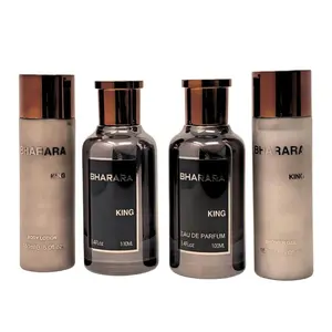 Bharara King 4-Piece Gift Set - Eau de Parfum 3.4 oz, After-Shave 3.4 oz, Lotion 5 oz & Shower Gel - Bold Citrus Masculine Scent
