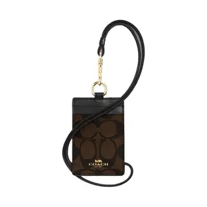 Coach Lanyard 7 Monogram Badge Holder for Women – Coated Canvas and Leather in Black and Brown