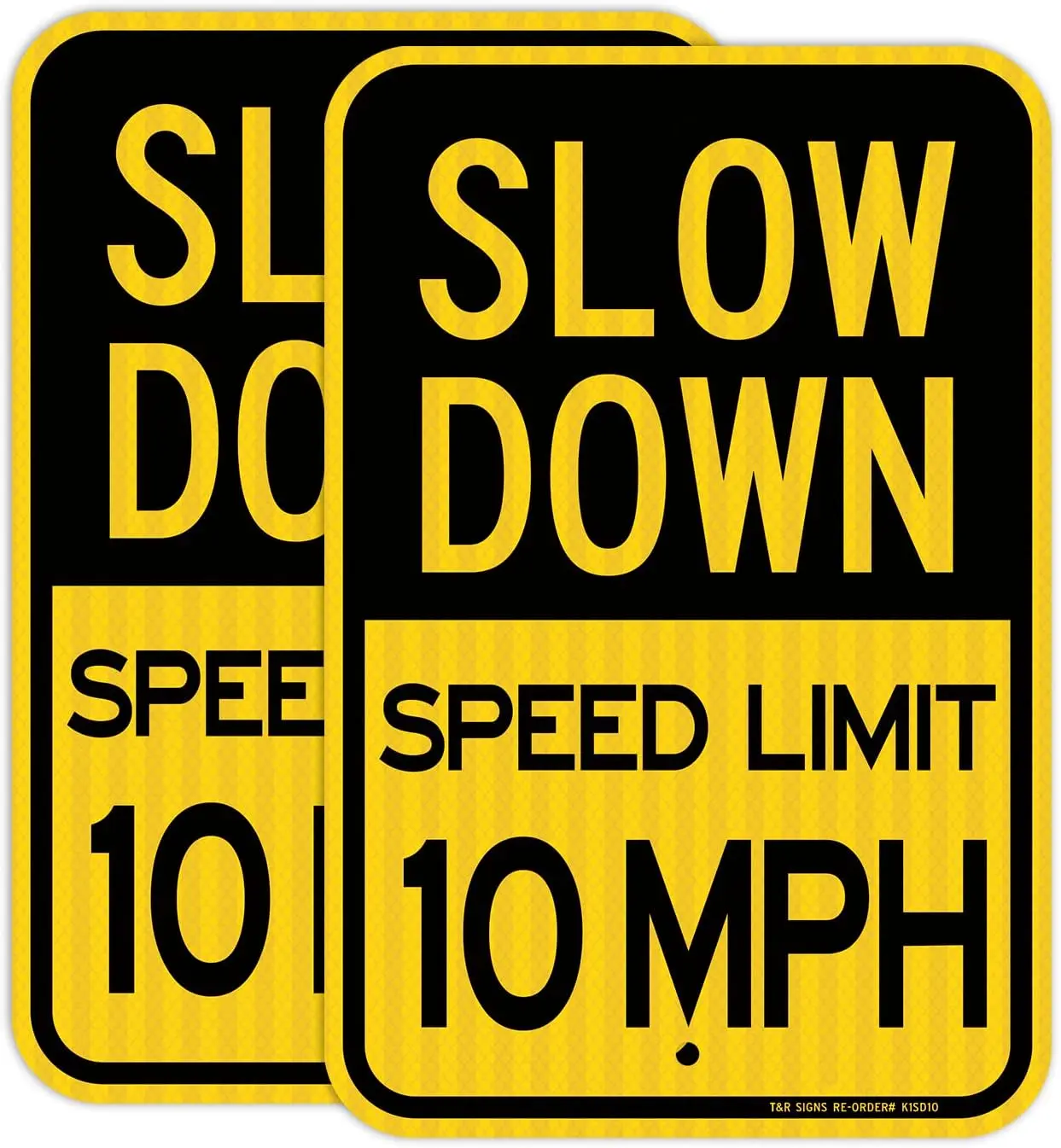 (2 Pack) 5 MPH Slow Down Speed Limit Signage, 16"x12" Engineer Grade Reflective Sheeting, Rust-Free Aluminum, Weather-Resistant, Waterproof, Fade-Resistant, 2 Pre-Drilled Holes