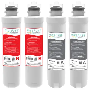 Metpure Versatile Filter Set RRAA: 2 x (R) Sediment Filter (MVSED11) and 2 x (A) Extruded Carbon Block MVEC11 Quick Twist Replacement Filters