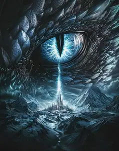 Mystic Dragon Eye & Castle Diamond Painting Kit - Frosty Mountain & Lightning Rhinestone Art, Full Drill DIY Craft for Wall Decor