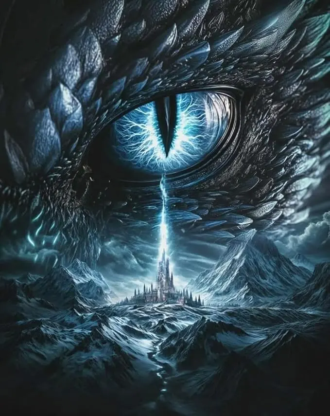 AIBOERL Full Drill Diamond Painting Kit - Mystic Dragon Eye & Castle, Frosty Mountain Lightning Rhinestones, DIY Cross Stitch Needlework, Halloween Christmas Thanksgiving Graduation Stress Reliever Wall Decor Handmade Gift, Handicraft, Graduations